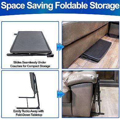 TV Tray Table Portable Foldable & Adjustable - Laptop, Eating, Drawing Table Stand w/ Cup Holder