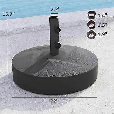 Fillable Patio Umbrella Base for 1.4"1.9" Pole, 22" Round Outdoor Stand