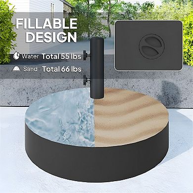 Fillable Patio Umbrella Base for 1.4"1.9" Pole, 22" Round Outdoor Stand