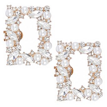 2 pc Women's Square Rhinestones Shoe Clips Pearls Removable Buckles Shoe Decorations for Gifts