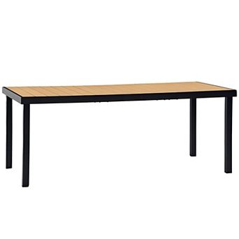 Outdoor Patio Dining Table for 8, 74.75 in Rectangular Table with Wood Look Top - Natural