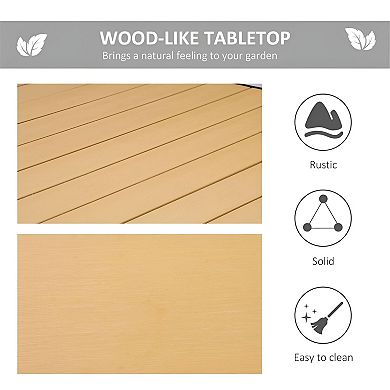 Outdoor Patio Dining Table for 8, 74.75 in Rectangular Table with Wood Look Top - Natural