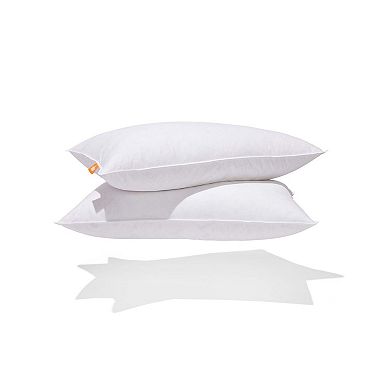 2 Pack White Goose Feather Pillows - Firm Support
