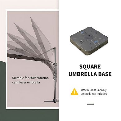 Rolling Cantilever Umbrella Base with Wheels, Fillable Offset Stand - Brown