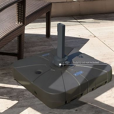 Rolling Cantilever Umbrella Base with Wheels, Fillable Offset Stand - Brown