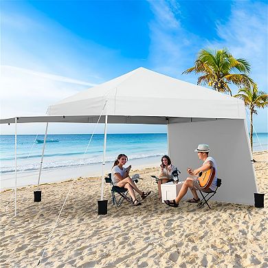 Outdoor Pop-Up Canopy Shelter with Removable Sidewalls and Awning Setup
