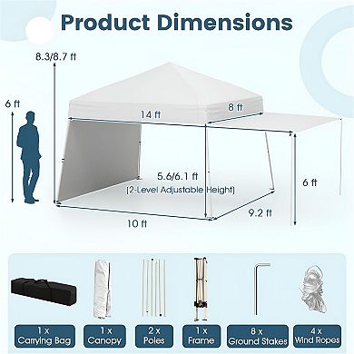 Outdoor Pop-Up Canopy Shelter with Removable Sidewalls and Awning Setup