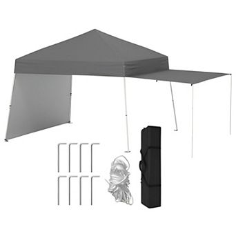 Outdoor Pop-Up Canopy Shelter with Removable Sidewalls and Awning Setup