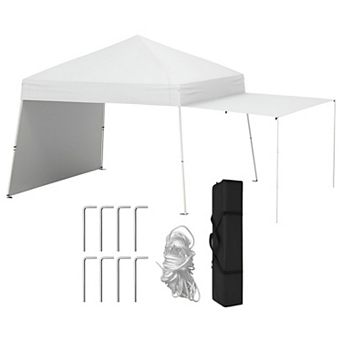 Outdoor Pop-Up Canopy Shelter with Removable Sidewalls and Awning Setup