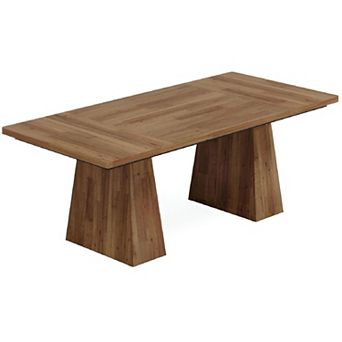 Modern Executive Desk with Double Pedestal Base, Solid Wood, and Large Workspace - Brown, Black