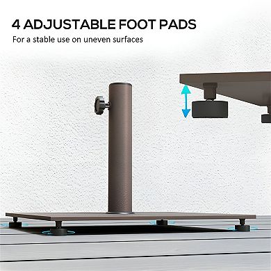 Patio Umbrella Base Stand for 1.5"1.9" Pole, Metal Square - Brown