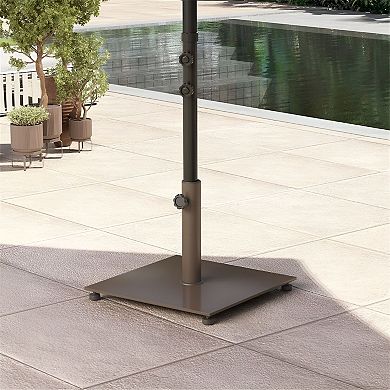 Patio Umbrella Base Stand for 1.5"1.9" Pole, Metal Square - Brown