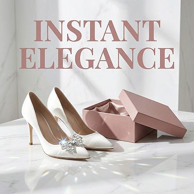 2 PCS Women's Sparkly Rhinestone Shoe Clips Detachable Bow Decorations for Bridal Wedding