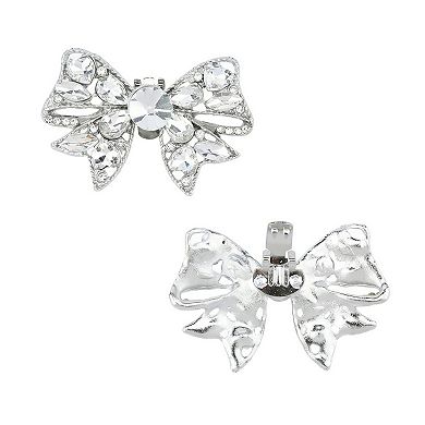2 PCS Women's Sparkly Rhinestone Shoe Clips Detachable Bow Decorations for Bridal Wedding