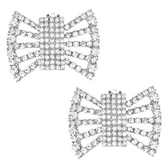 2 pc Women's Sparkly Rhinestone Shoe Clips Detachable Bow Decorations for Bridal Wedding