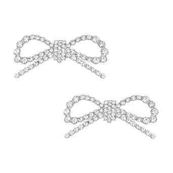 2 pc Women's Sparkly Rhinestone Shoe Clips Detachable Bow Decorations for Bridal Wedding