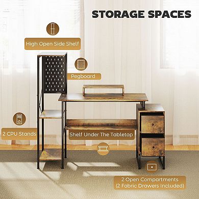 Ergonomic Desk with RGB Lights, USB Charging, Monitor Stand, and Storage for Home Office