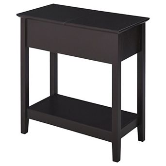 End Table with Cabinet and Shelf, Retro Side Table for Small Spaces - Dark Coffee