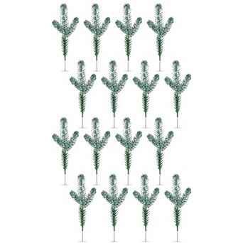 12 pc Artificial Fir Pine Branches 9.4" Realistic PE Pine Needle Picks Waterproof Greenery Stems