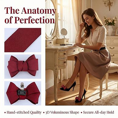 2 PCS Women's Bow Shoe Clips Rhinestone Satin Shoe Buckle Removable Decorative Clips for Heels Flats