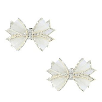 2 pc Women's Bow Shoe Clips Rhinestone Satin Shoe Buckle Removable Decorative Clips for Heels Flats