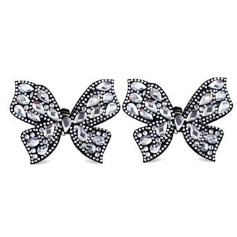 2 pc Women's Bow Shoe Clips Rhinestone Satin Shoe Buckle Removable Decorative Clips for Heels Flats