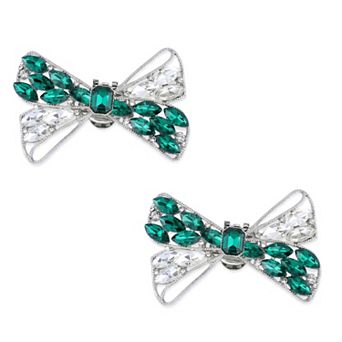 2 pc Women's Bow Shoe Clips Rhinestone Satin Shoe Buckle Removable Decorative Clips for Heels Flats