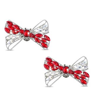 2 pc Women's Bow Shoe Clips Rhinestone Satin Shoe Buckle Removable Decorative Clips for Heels Flats