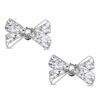 2 pc Women's Bow Shoe Clips Rhinestone Satin Shoe Buckle Removable Decorative Clips for Heels Flats