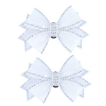 2 pc Women's Bow Shoe Clips Rhinestone Satin Shoe Buckle Removable Decorative Clips for Heels Flats