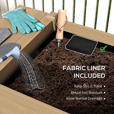 Raised Garden Bed Planter Box with Storage Shelf, Side Table and Divided Beds