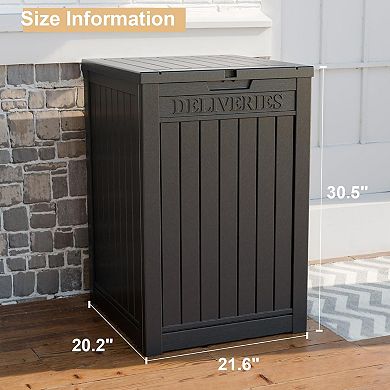 EFU 55 Gallon Package Delivery Box, Weatherproof Resin Lockable with Wood Grain