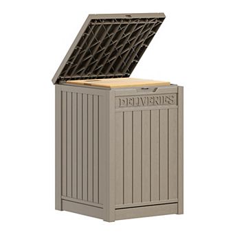 EFU 55 Gallon Package Delivery Box, Weatherproof Resin Lockable with Wood Grain