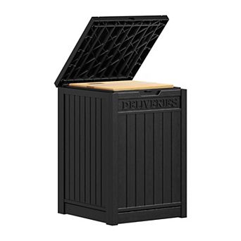 EFU 55 Gallon Package Delivery Box, Weatherproof Resin Lockable with Wood Grain