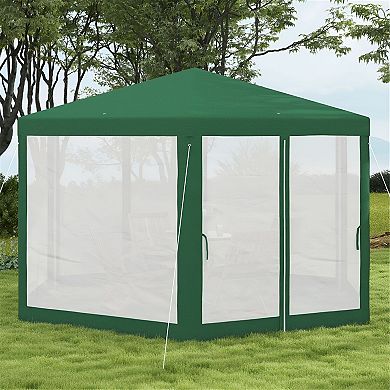 Hexagon Screen Gazebo Canopy Tent with Mesh Walls and Steel Frame for Backyard Patio