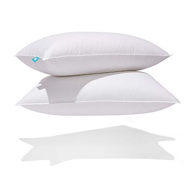 2 Pack White Goose Down Pillows - Medium Support
