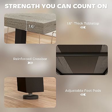 Industrial Dining Table Seats 6-8 MDF Top Steel Legs for Kitchen or Office