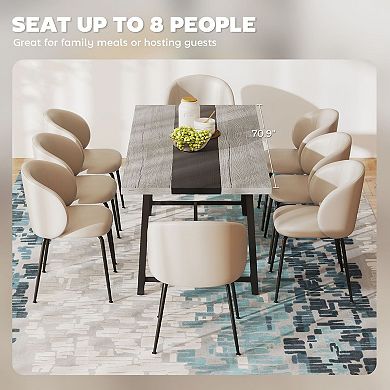 Industrial Dining Table Seats 6-8 MDF Top Steel Legs for Kitchen or Office