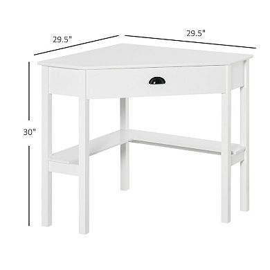 Corner Desk with Drawer and Shelves, Compact L-Shaped Desk for Small Spaces - White