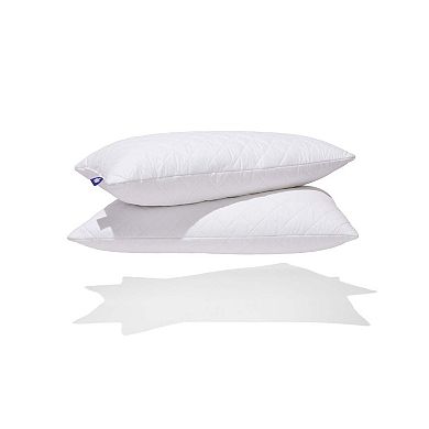 2 Pack Quilted White Goose Feather Pillows - Firm Support