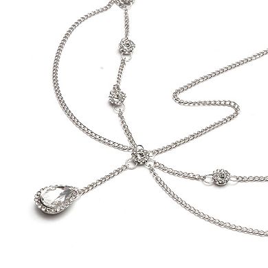 Headpiece Bohemia Rhinestone Head Chain Silver Tone 1 Pc