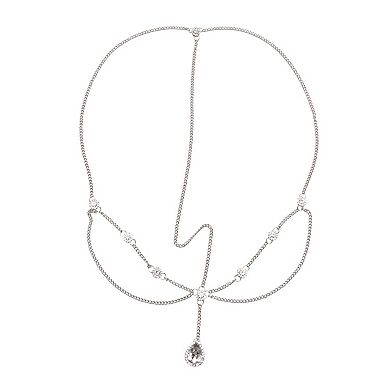 Headpiece Bohemia Rhinestone Head Chain Silver Tone 1 Pc