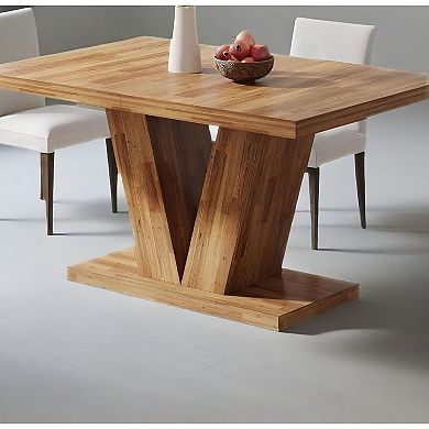 Farmhouse Dining Table Seats 4-6 Compact Design for Kitchen or Dining Room