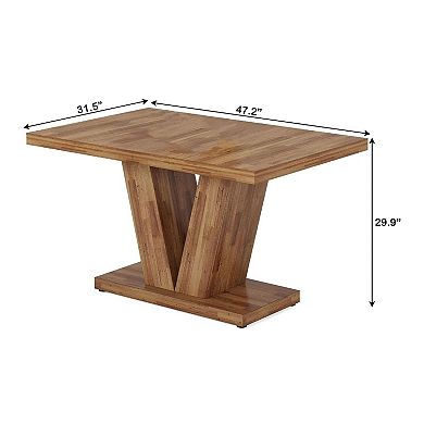 Farmhouse Dining Table Seats 4-6 Compact Design for Kitchen or Dining Room