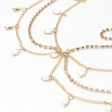 Headpiece Faux Gemstone Multi-layered Head Chain Gold Tone 1 Pc