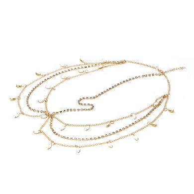Headpiece Faux Gemstone Multi-layered Head Chain Gold Tone 1 Pc