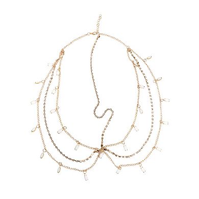 Headpiece Faux Gemstone Multi-layered Head Chain Gold Tone 1 Pc
