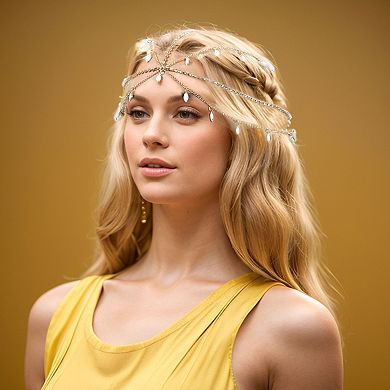 Headpiece Faux Gemstone Multi-layered Head Chain Gold Tone 1 Pc