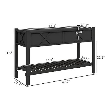 Raised Garden Bed Planter Box with Storage Shelf for Patio, Deck or Balcony
