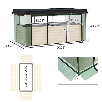 Raised Vegetable Garden Bed with Bird Netting Enclosure and Shade Cloth